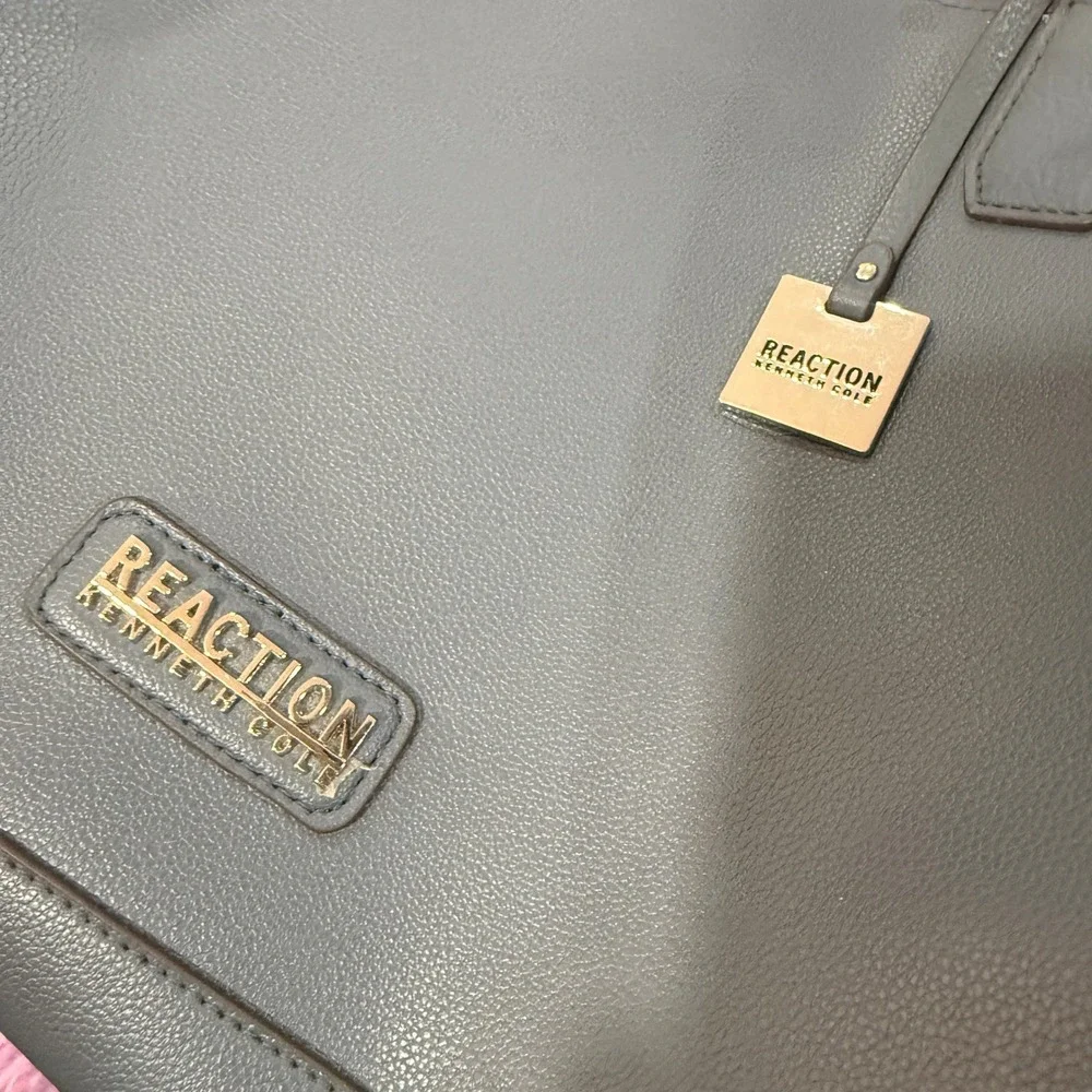 Kenneth Cole Reaction Satchel Women Medium Blue Gray Studded Tote Bag